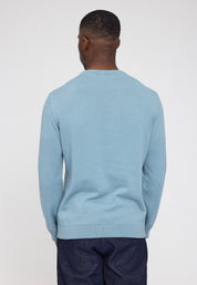 Fine Knit Crew Neck Jumper - Smoke Blue