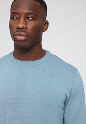 Fine Knit Crew Neck Jumper - Smoke Blue
