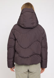 Waves Quilt Short Puffer Jacket - Eggplant