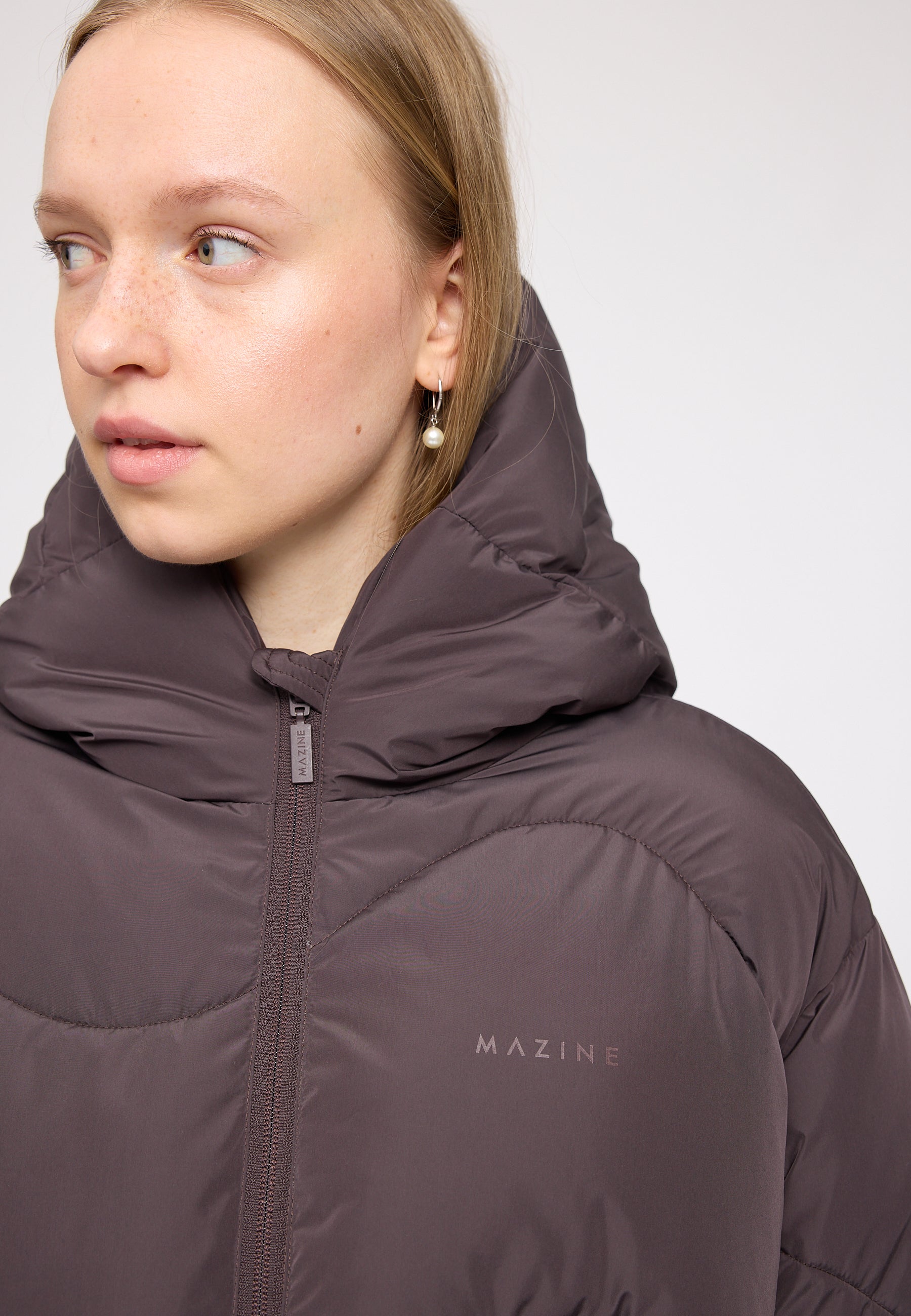 Waves Quilt Short Puffer Jacket - Eggplant