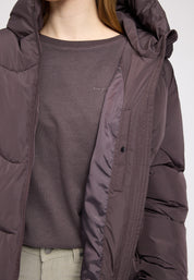 Waves Quilt Short Puffer Jacket - Eggplant