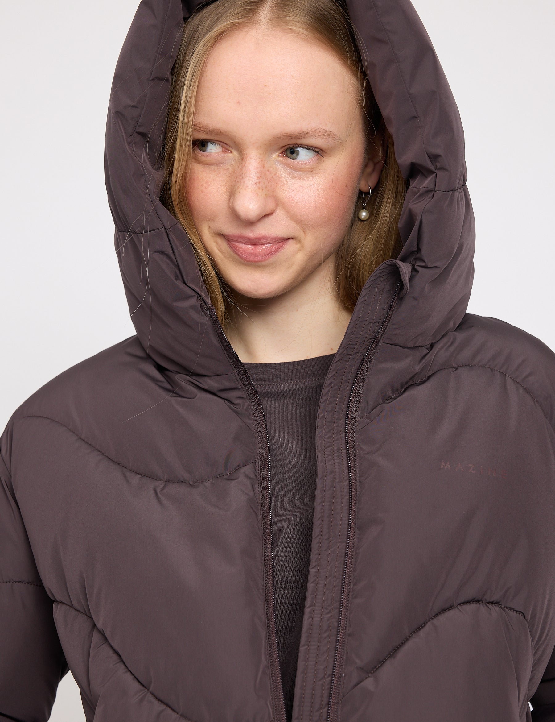 Waves Quilt Short Puffer Jacket - Eggplant