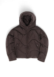 Waves Quilt Short Puffer Jacket - Eggplant