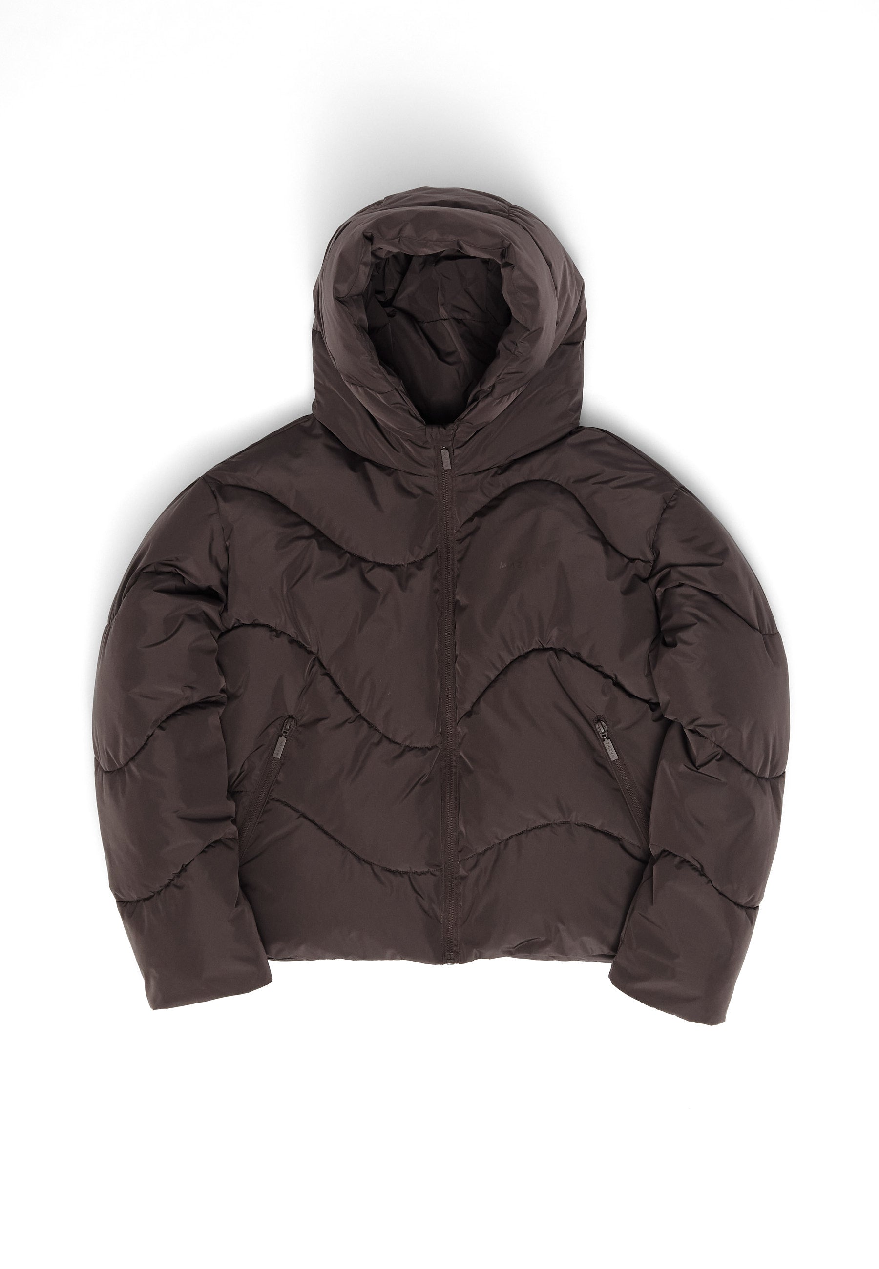 Waves Quilt Short Puffer Jacket - Eggplant