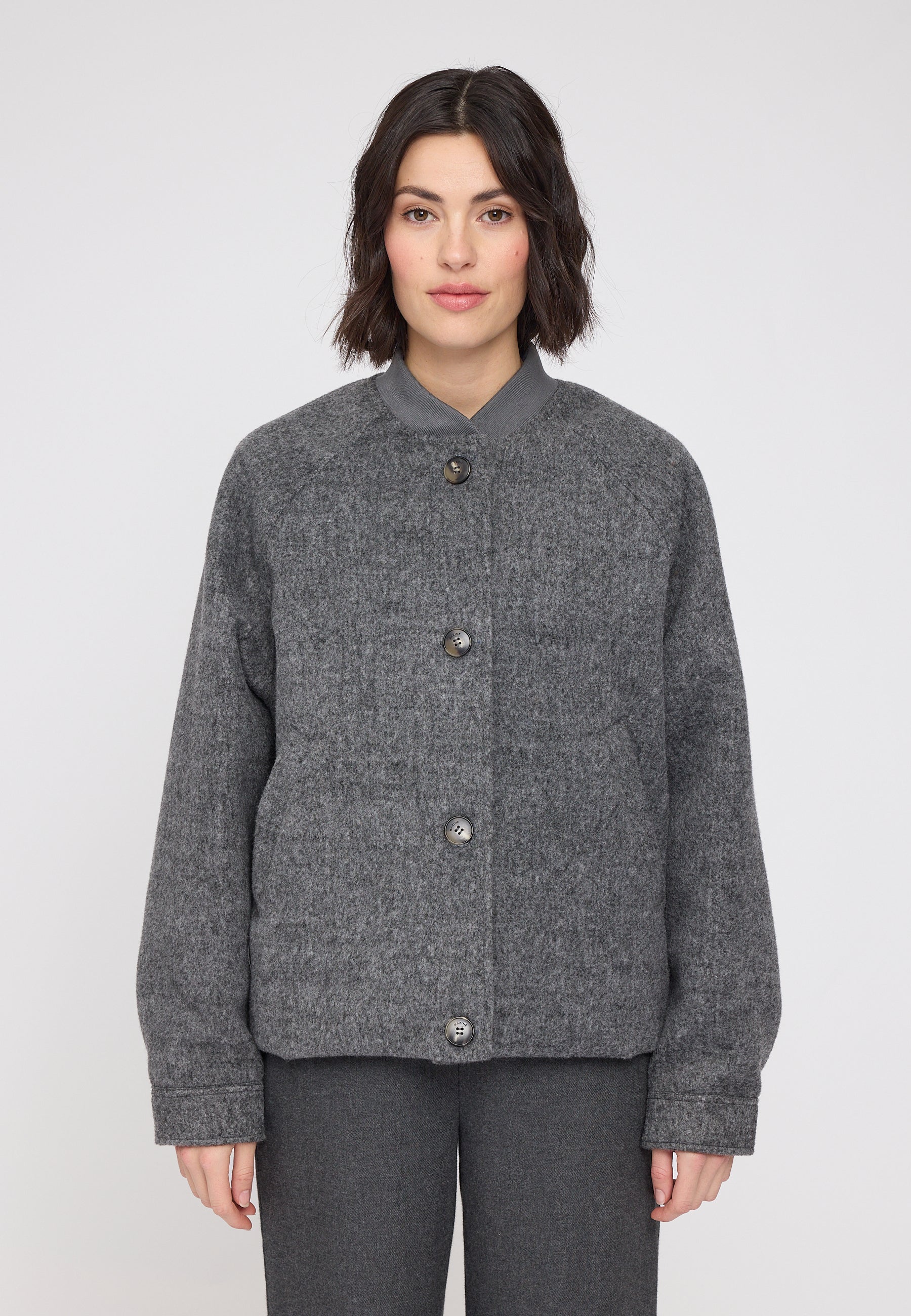 Vegan Wool Bomber - Anthracite Mel