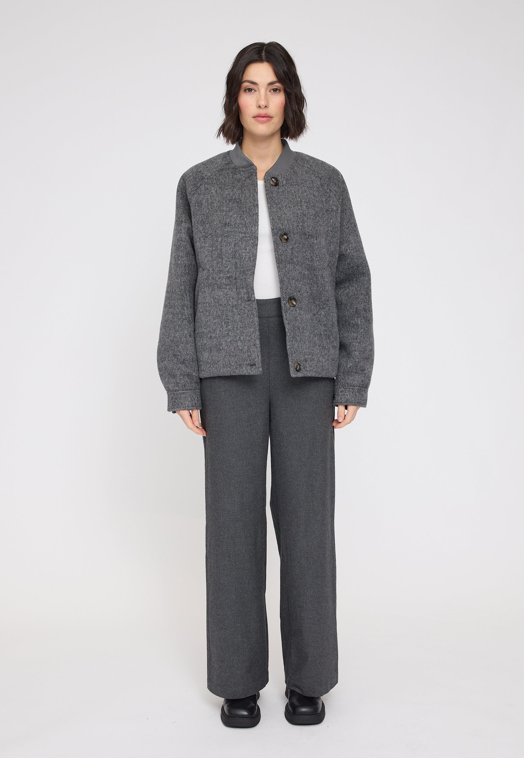 Vegan Wool Bomber - Anthracite Mel