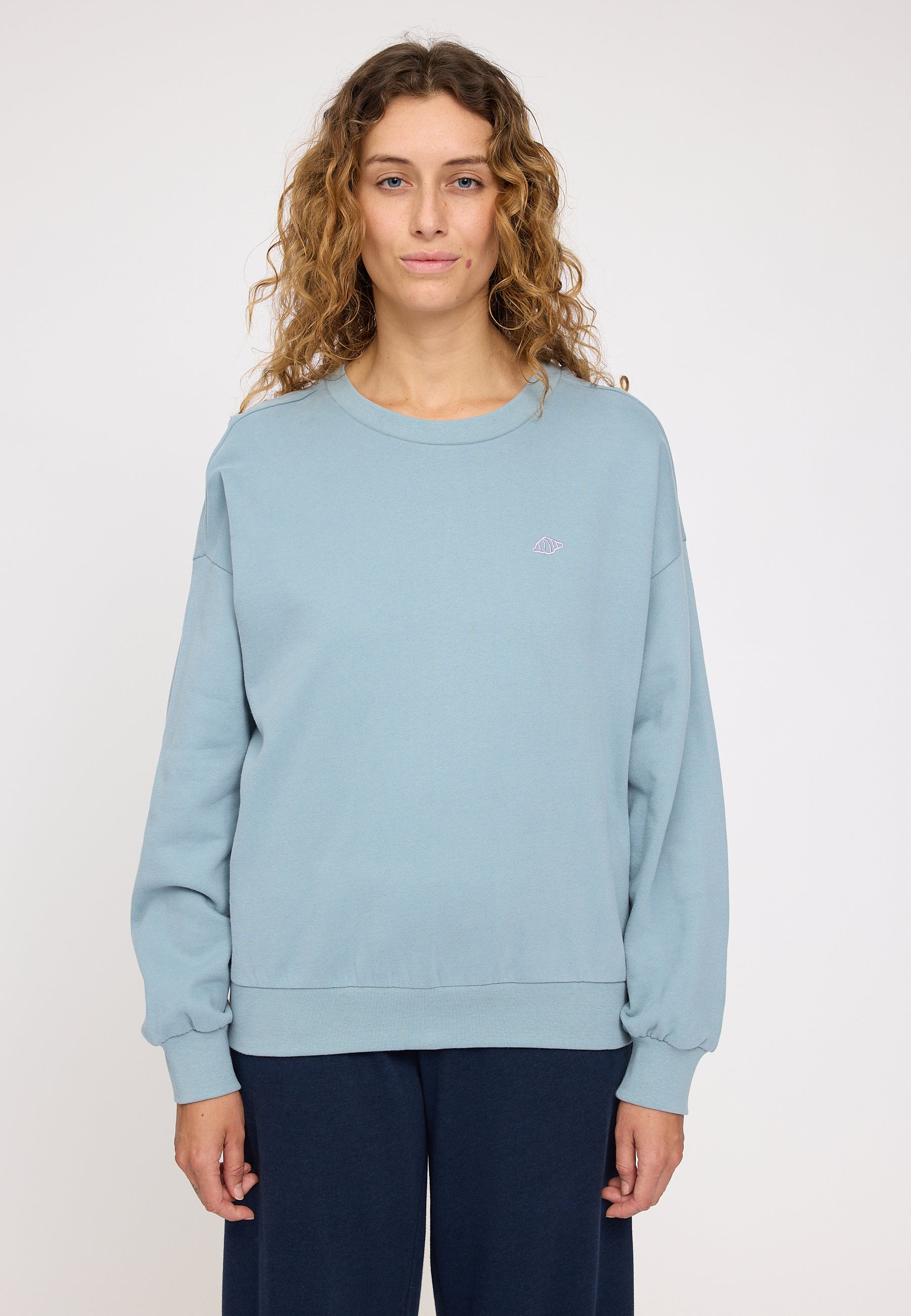 Back Print Sweatshirt - Dove Blue/ Breakfast Print