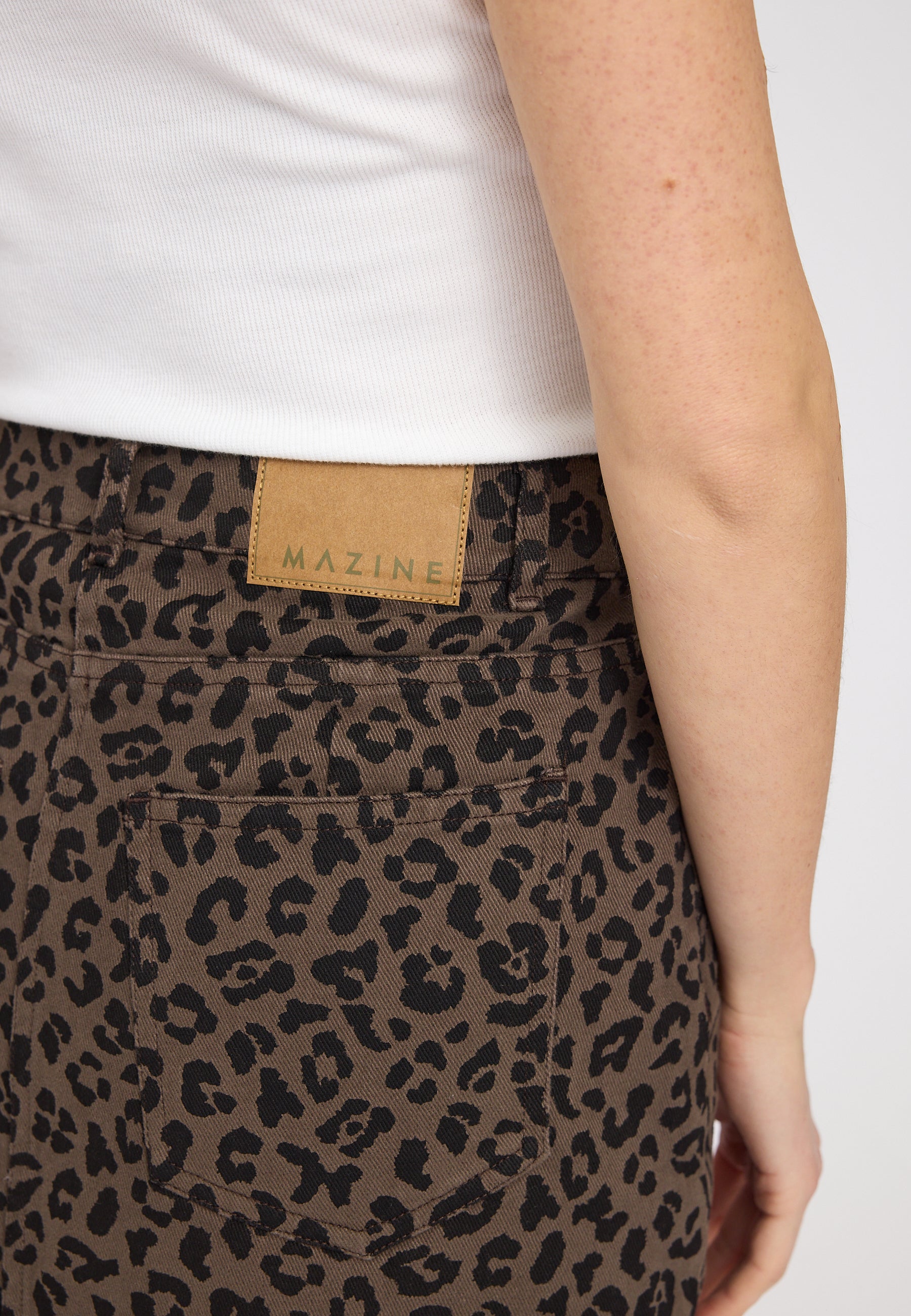 Printed Mini Denim Skirt - Chocolate Brown/ Printed