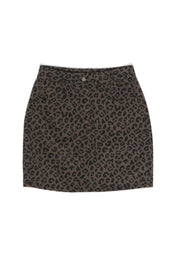 Printed Mini Denim Skirt - Chocolate Brown/ Printed