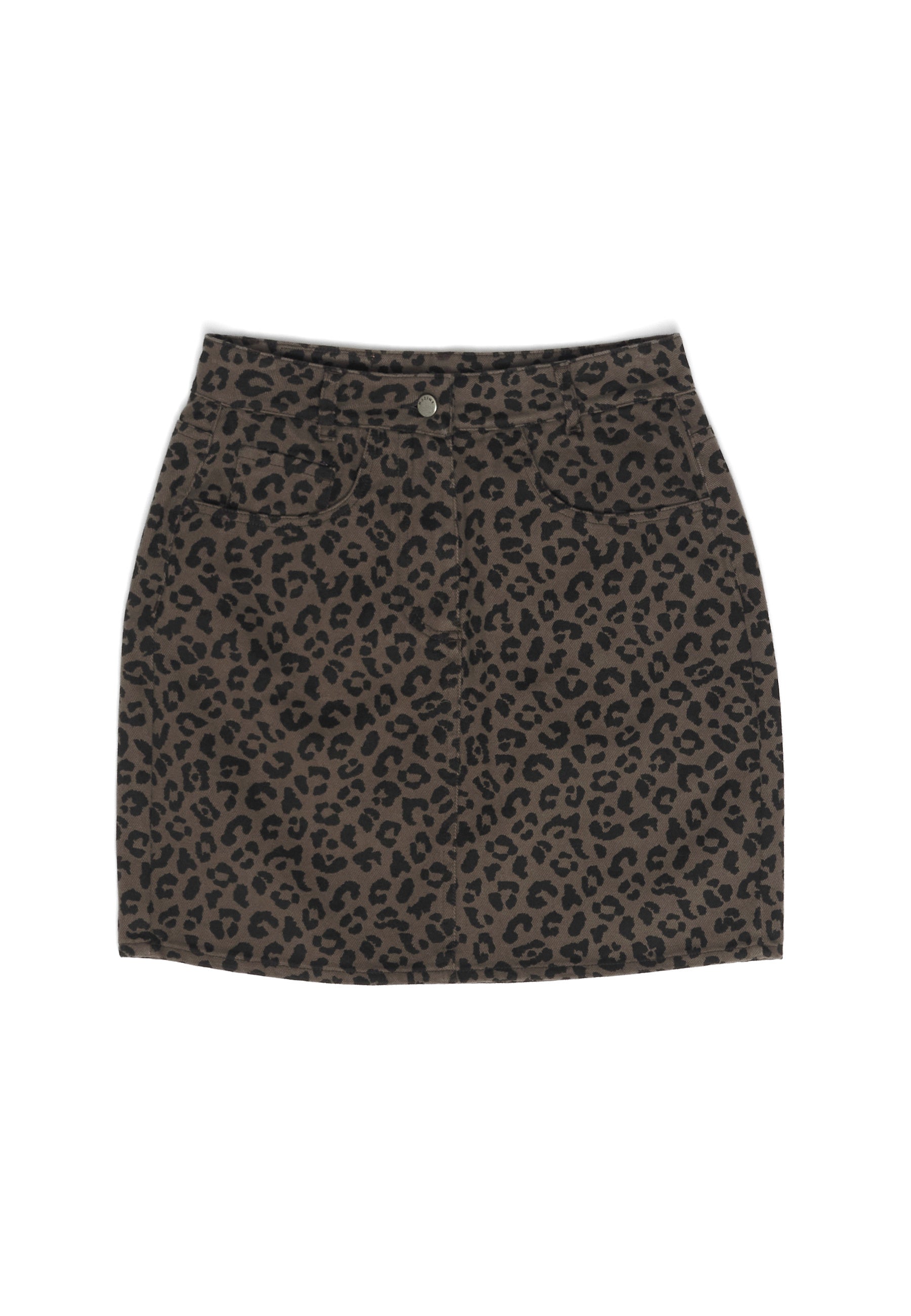 Printed Mini Denim Skirt - Chocolate Brown/ Printed