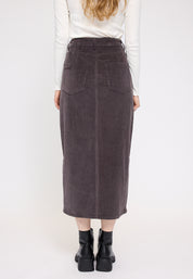 Corduroy Midi Skirt - Eggplant