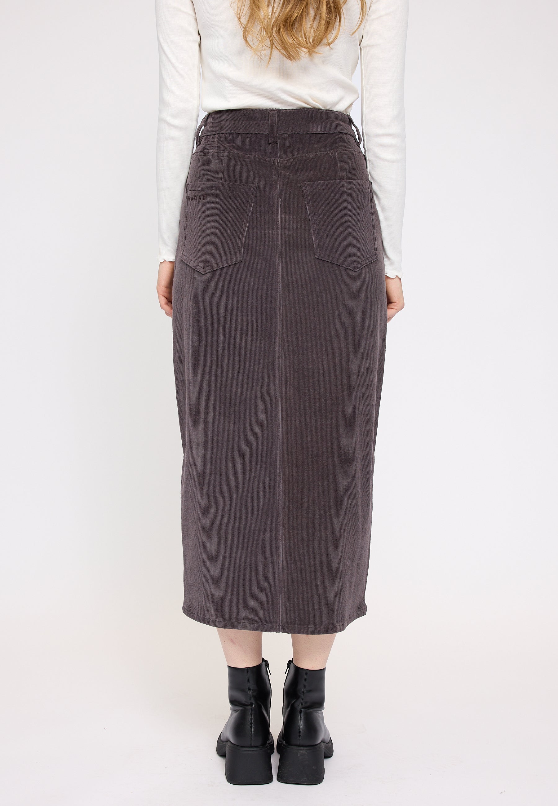 Corduroy Midi Skirt - Eggplant