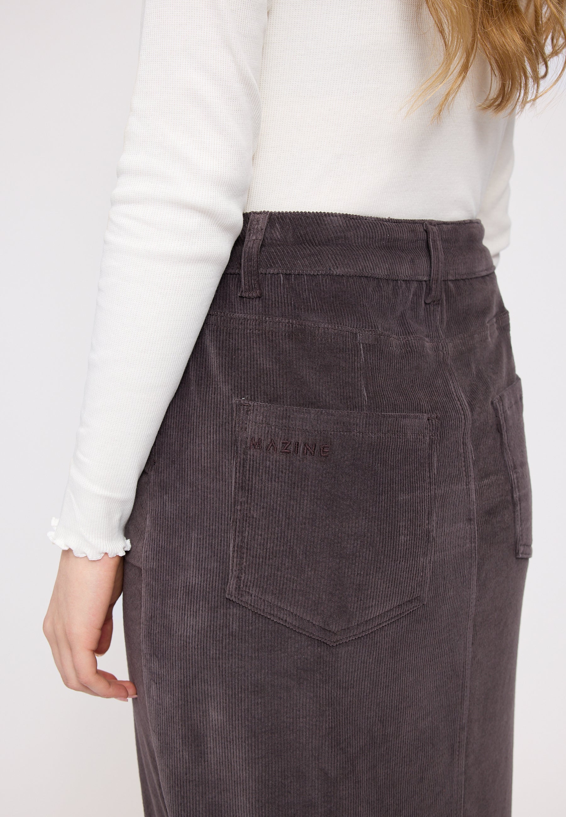 Corduroy Midi Skirt - Eggplant