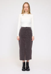Corduroy Midi Skirt - Eggplant