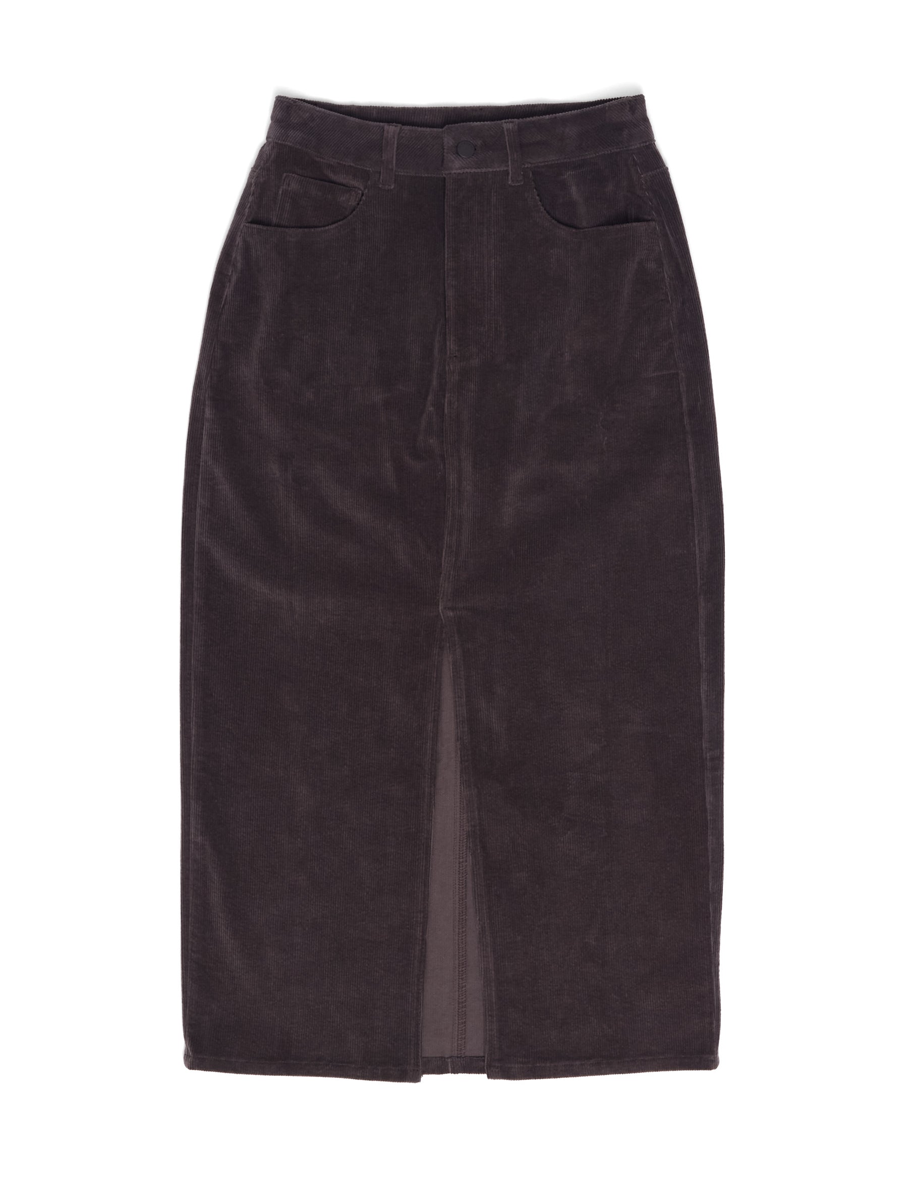 Corduroy Midi Skirt - Eggplant