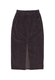 Corduroy Midi Skirt - Eggplant