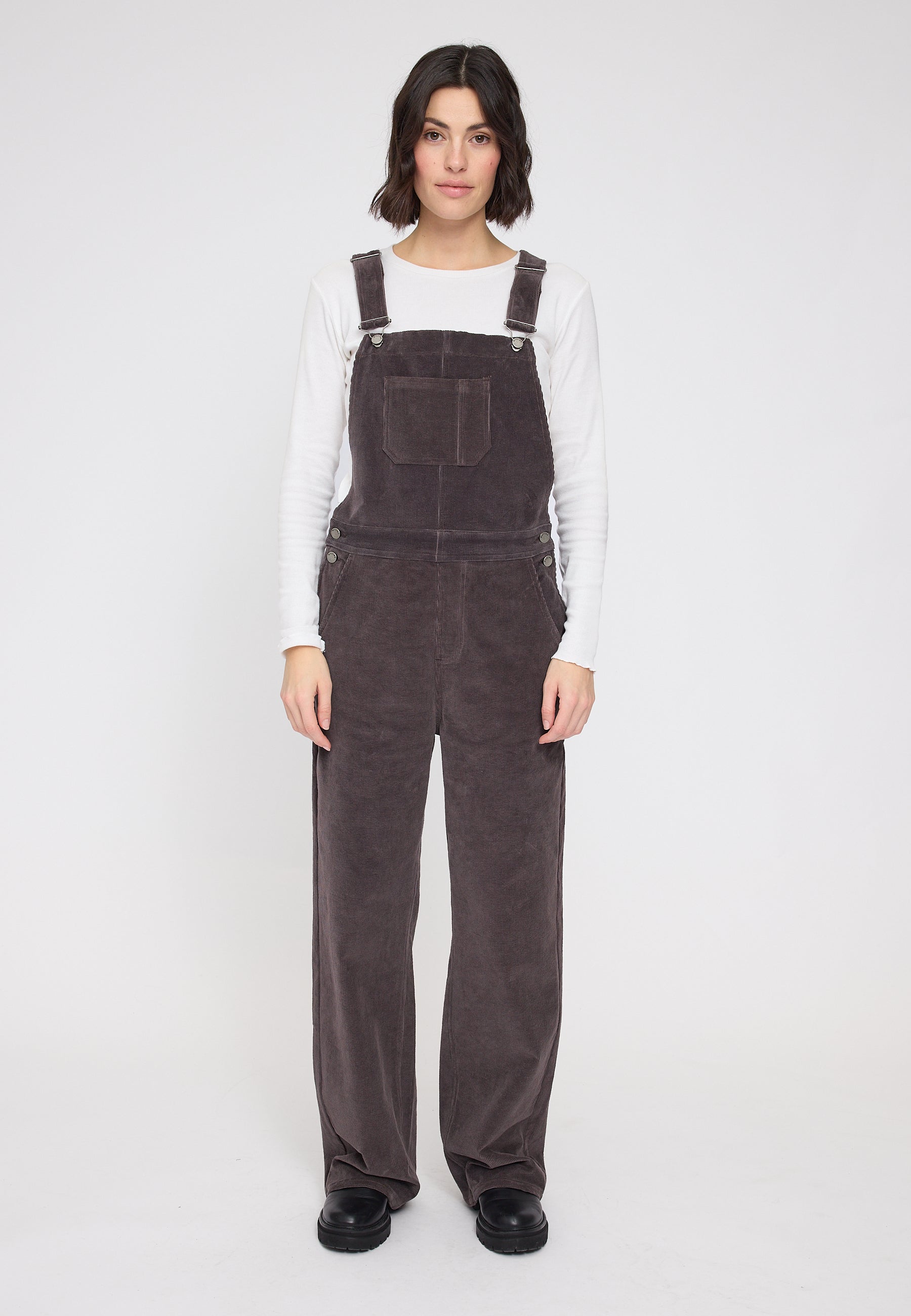 Corduroy Dungaree - Eggplant