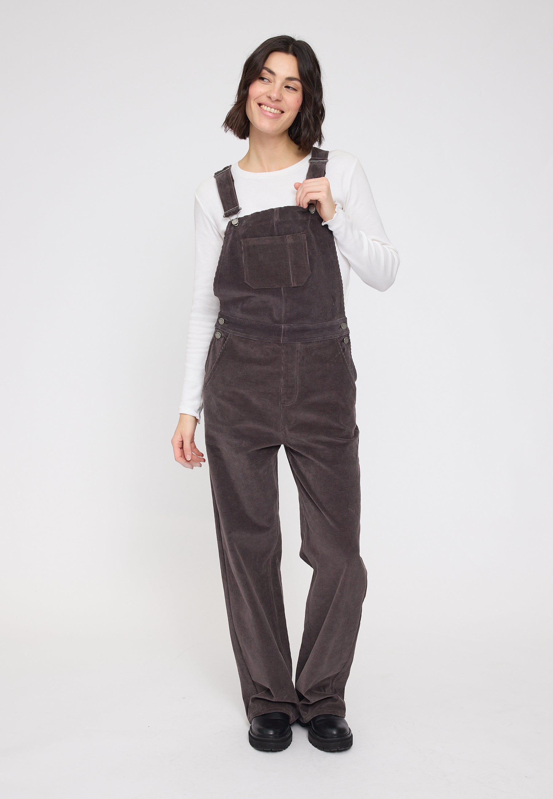 Corduroy Dungaree - Eggplant