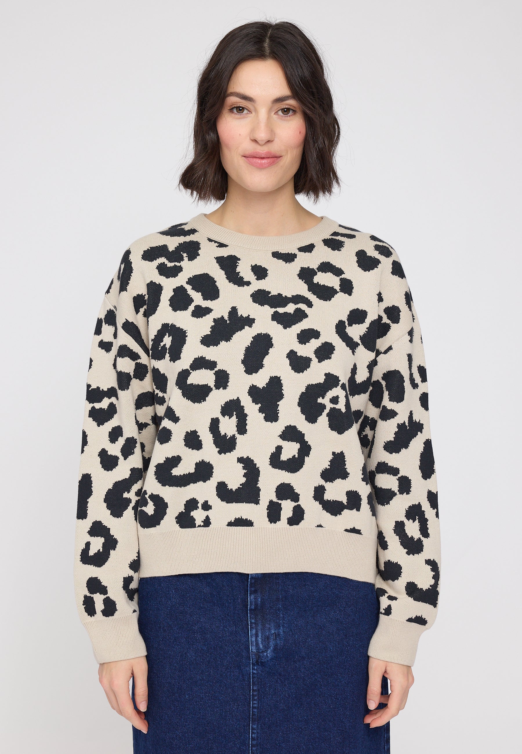Leo Jacquard knit Jumper - Peyote/Black
