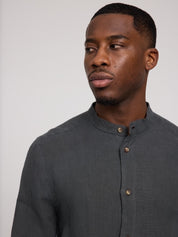 Stand Collar Linen Shirt