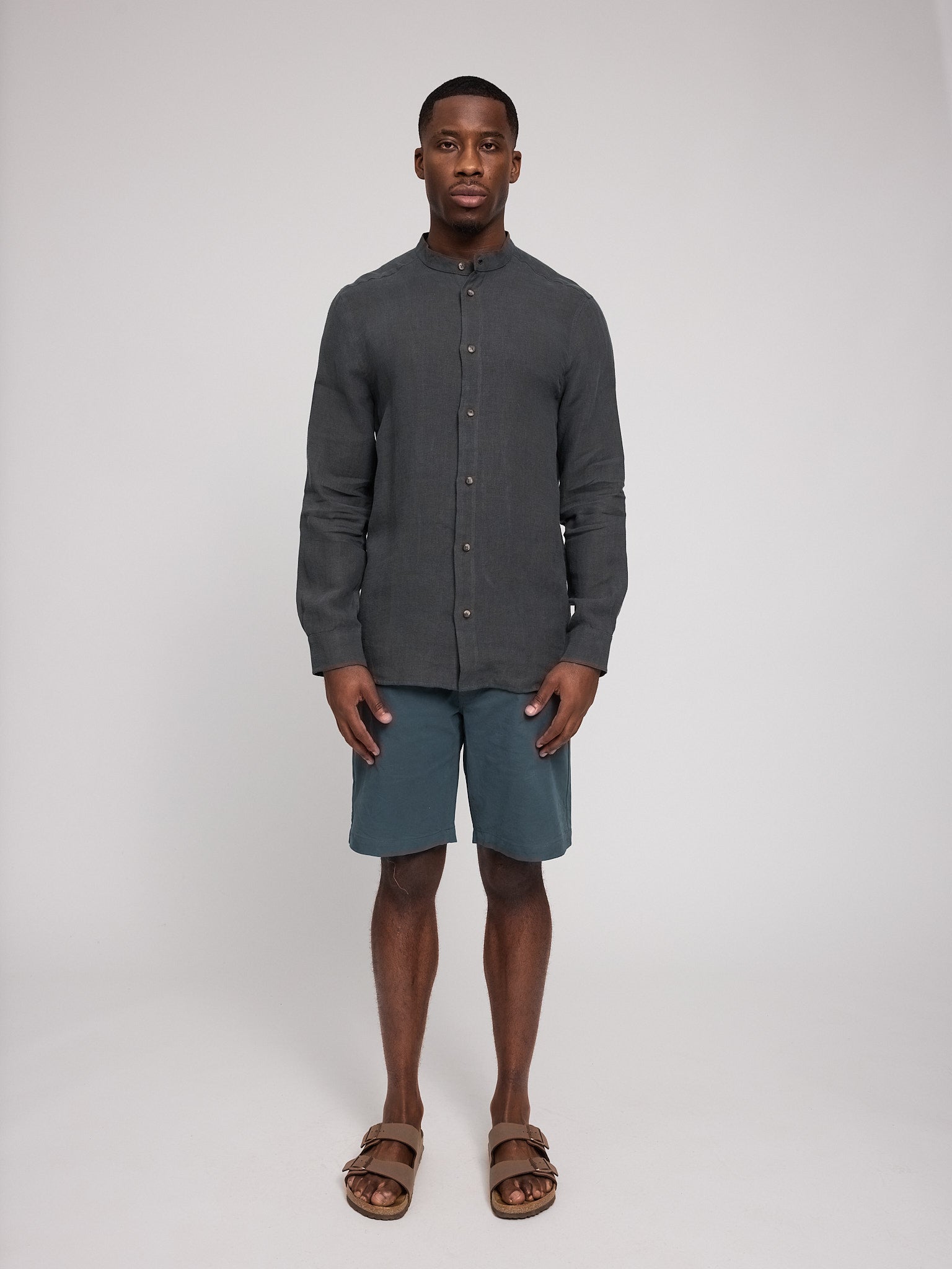 Stand Collar Linen Shirt