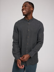 Stand Collar Linen Shirt