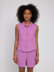 Sleeveless Linen Shirt