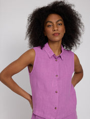 Sleeveless Linen Shirt