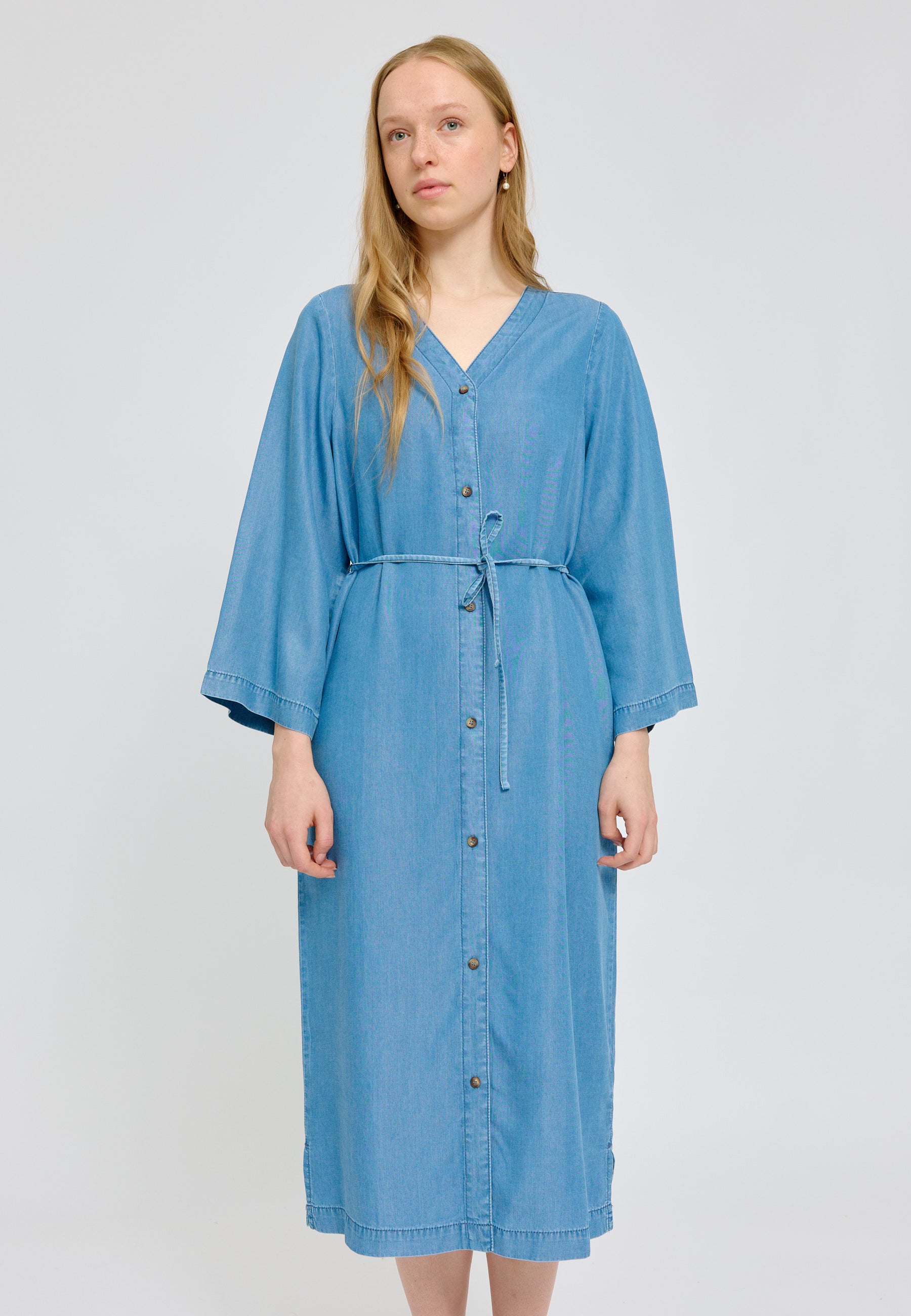 V-Neck Tenecel Midi Dress