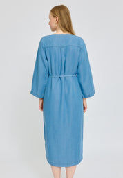 V-Neck Tenecel Midi Dress