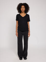 Ecovero Viscose Cropped V-Neck T-Shirt