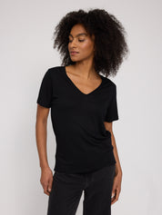 Ecovero Viscose Cropped V-Neck T-Shirt