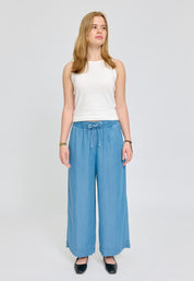 Wide Leg Tencel Pants Elastic