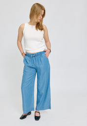 Wide Leg Tencel Pants Elastic