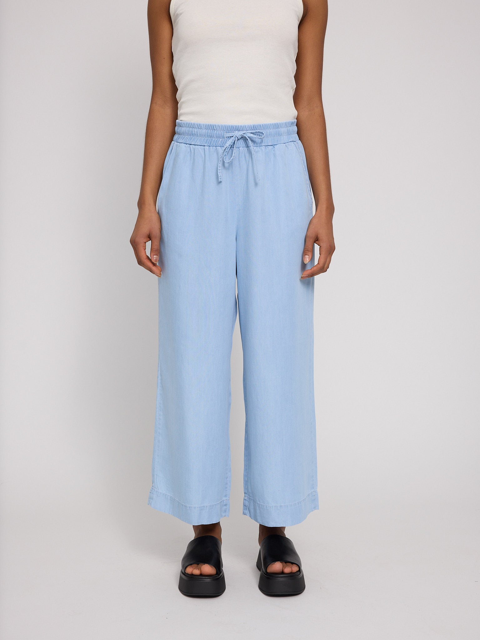 Wide Leg Tencel Pants Elastic