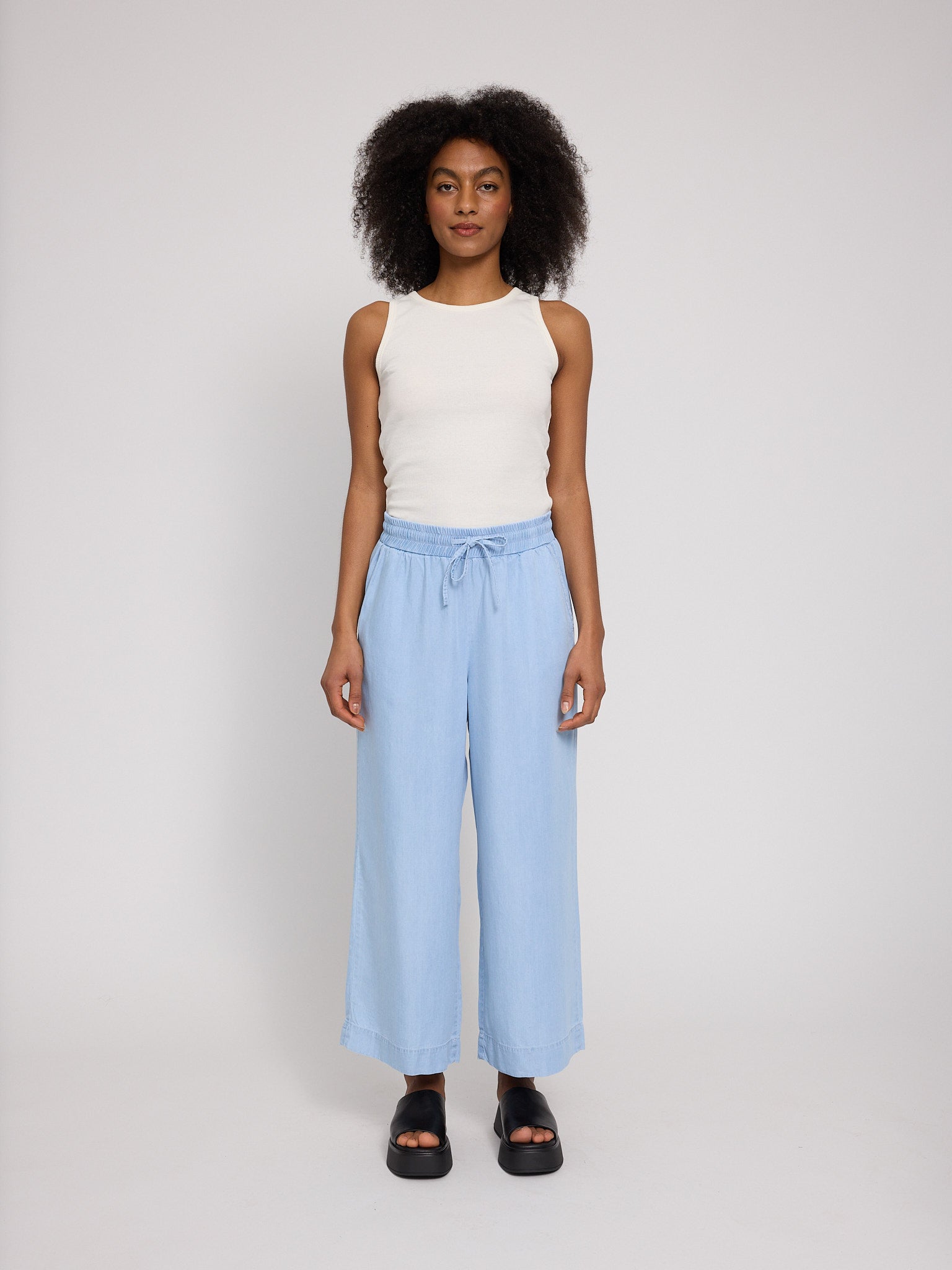 Wide Leg Tencel Pants Elastic
