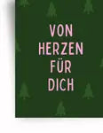 Grüne Karte mit Text &#039;Von Herzen für Dich&#039;