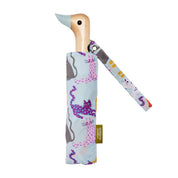 Eisblauer Enten-Regenschirm mit Katzendruck