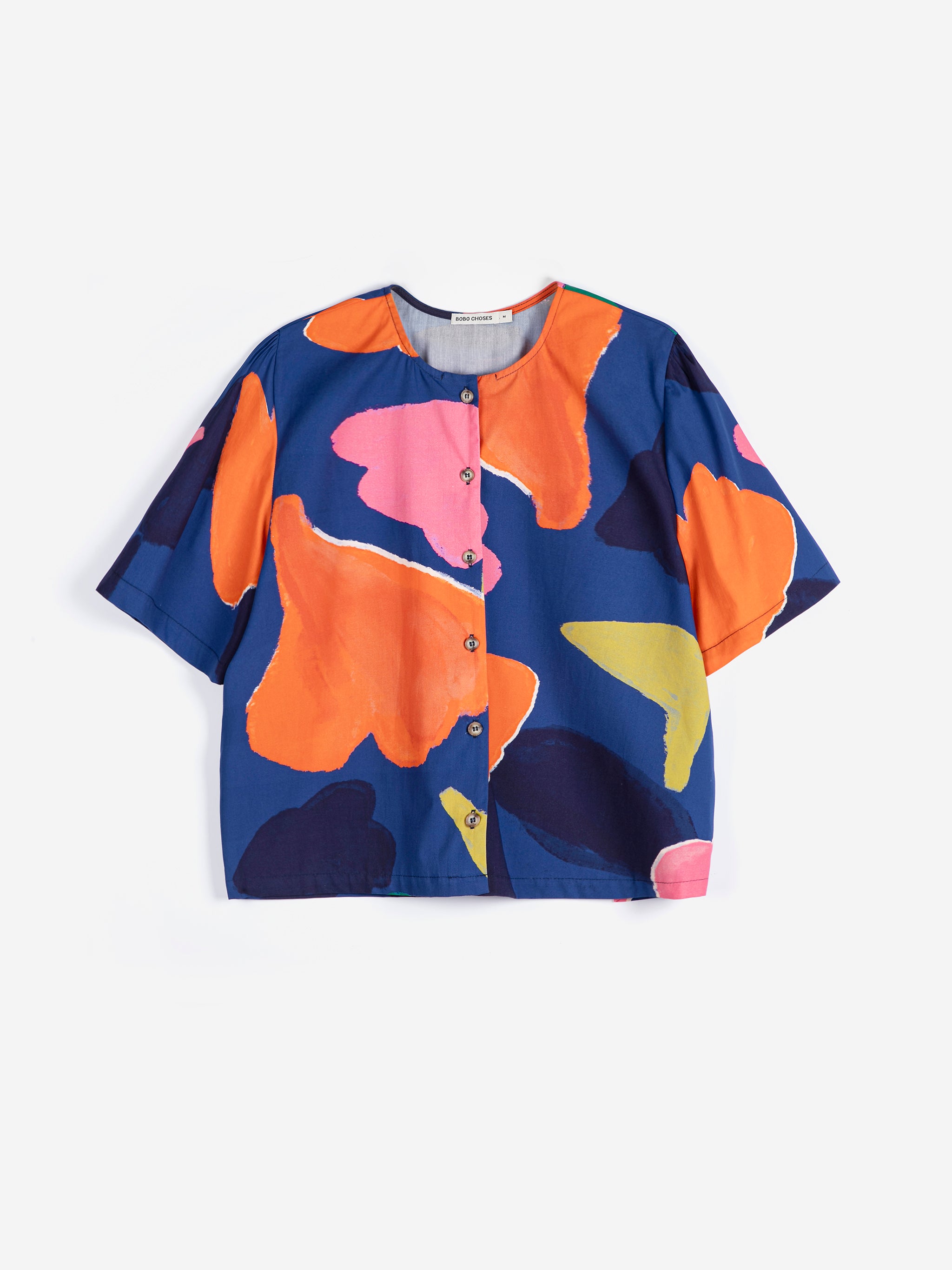 Blooming color pattern cropped blouse