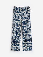 Cookery festival pattern wide-leg trousers