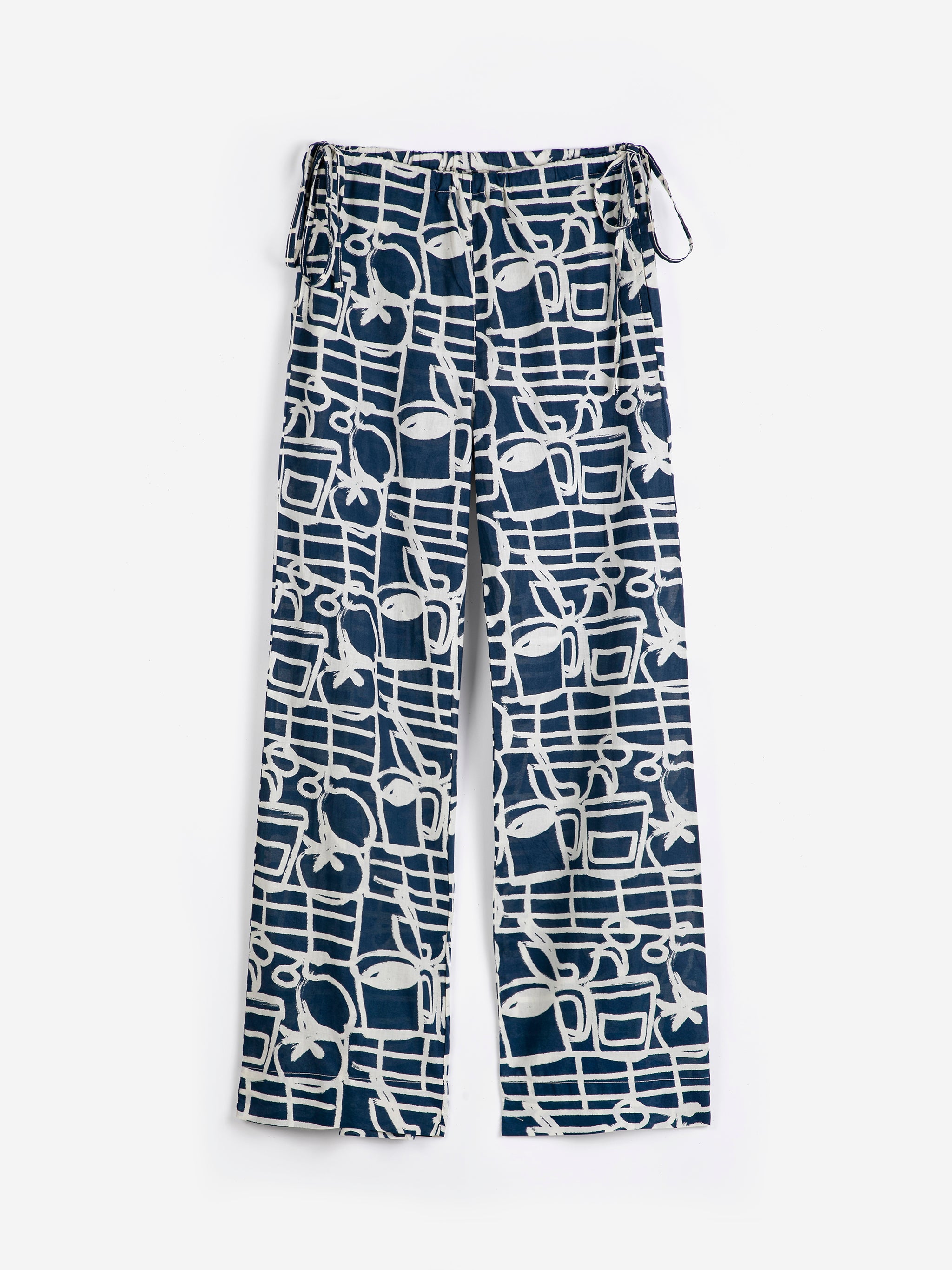 Cookery festival pattern wide-leg trousers