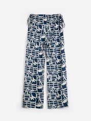 Cookery festival pattern wide-leg trousers