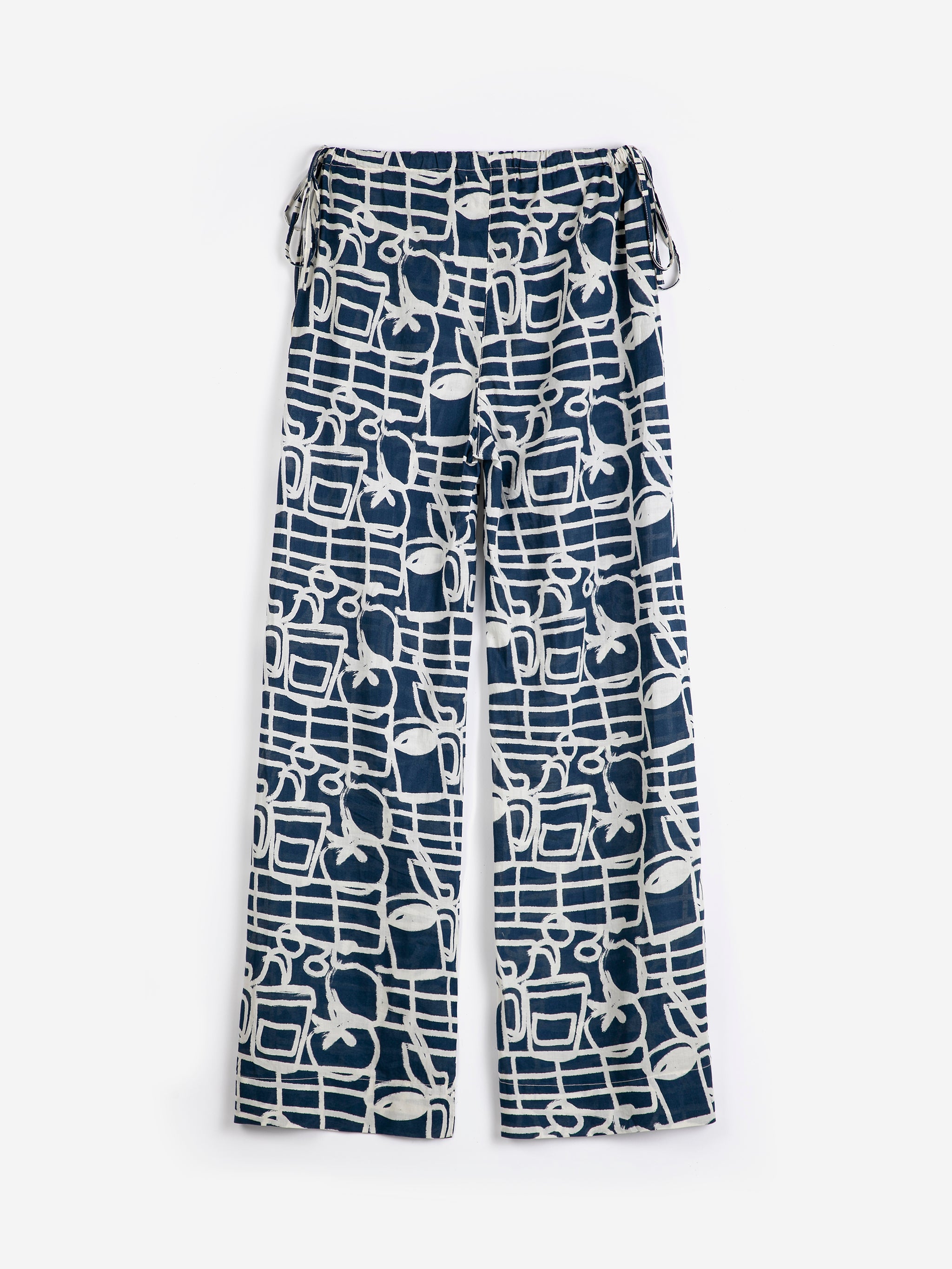 Cookery festival pattern wide-leg trousers