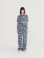 Cookery festival pattern wide-leg trousers