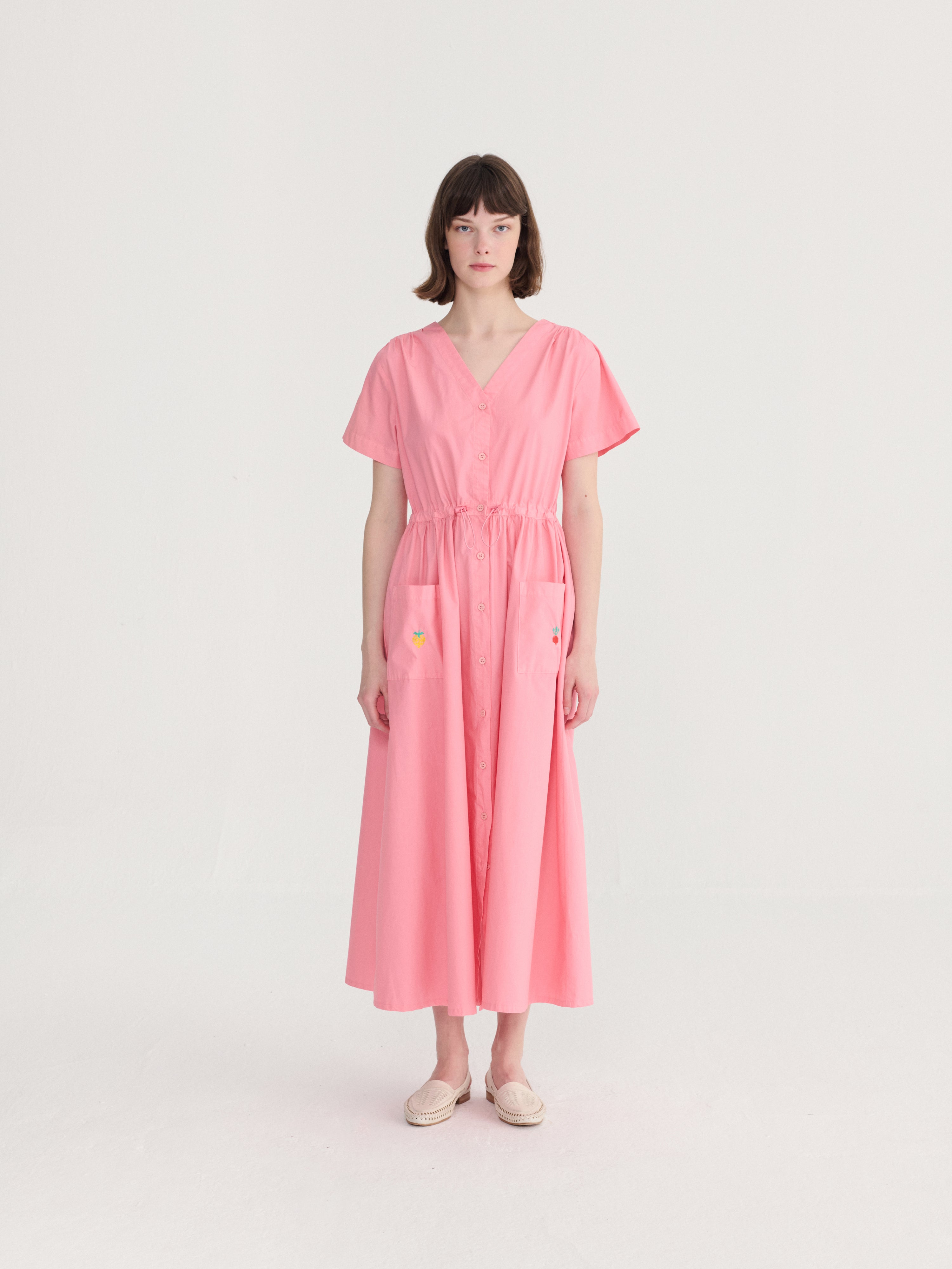V-neck shirt dress