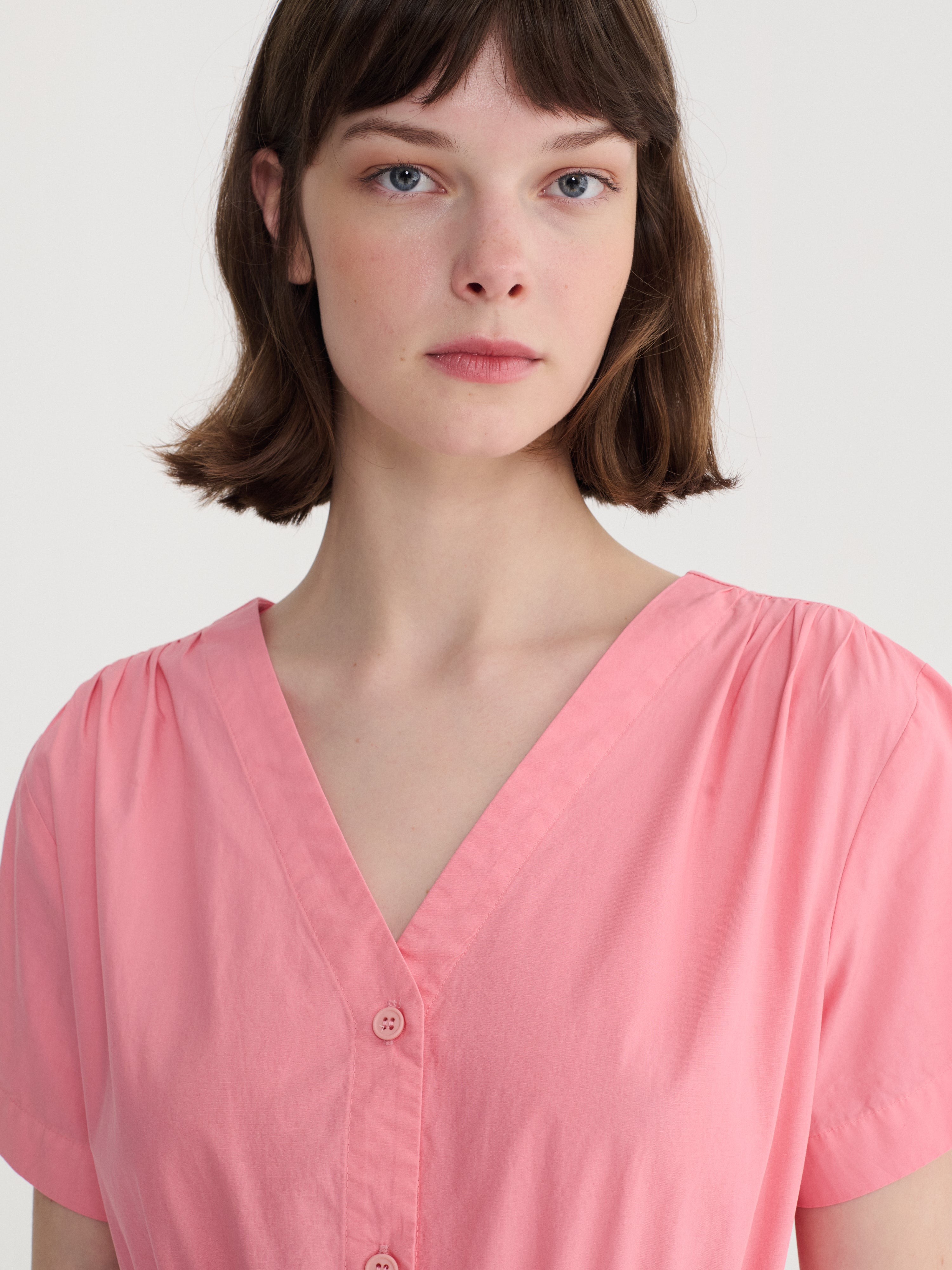 V-neck shirt dress