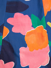 Blooming color pattern puff sleeve dress