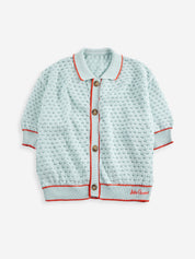 Openwork knitted cotton cardigan