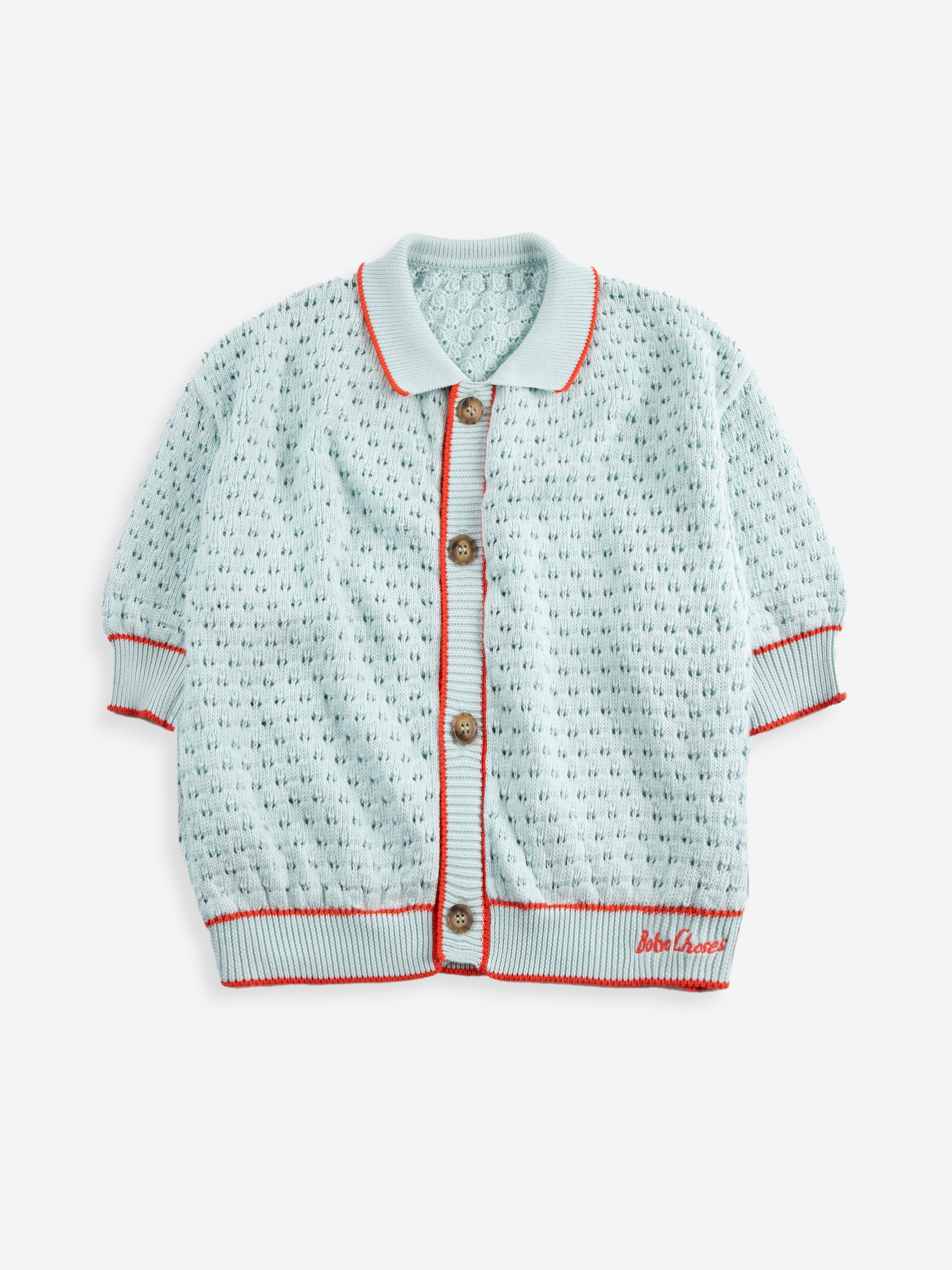 Openwork knitted cotton cardigan