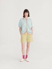 Openwork knitted cotton cardigan